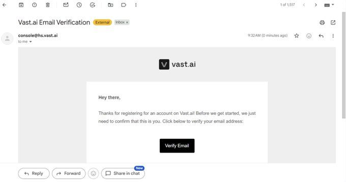 create your vast account